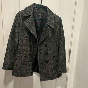 London Fog black gray wool blend classic peacoat Medium overcoat